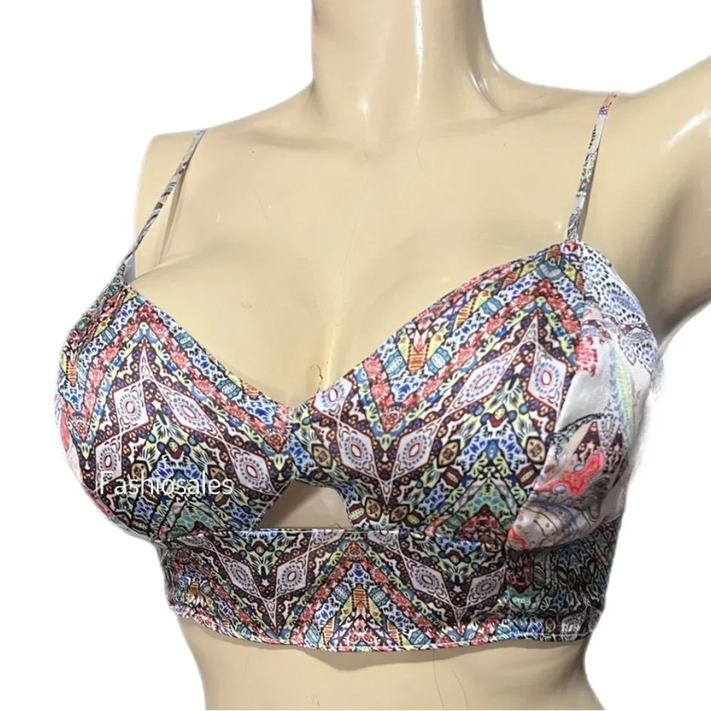 Victoria's Secret Multicolor Patterned Longline Bralette 100% Silk
